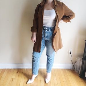 Versailles Longline Button Down Faux Suede Top